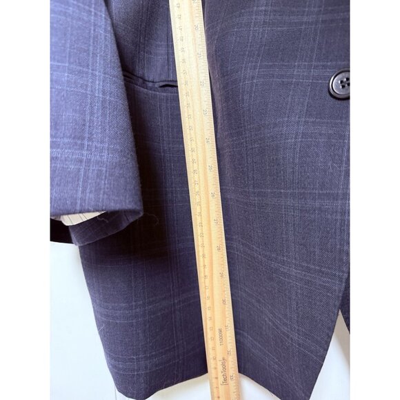 JOS A BANK Signature Gold Suit Men's 48R 42.5x30.5 Blue PLAID Check 100% Wool - Picture 8 of 16